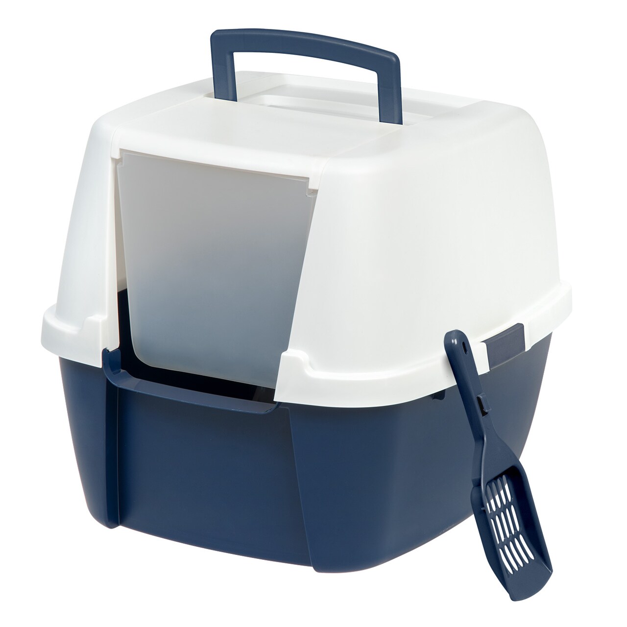 IRIS USA Jumbo Enclosed Hooded Cat Litter Box with Front Door Flap and Scoop